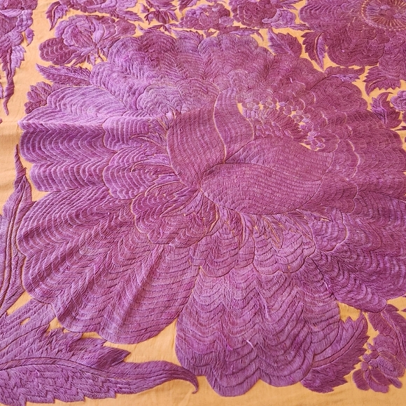 Victorian Silk Embroidered Piano Shawl - Picture 6 of 11